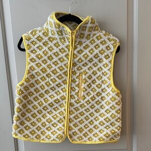 Women's Yellow and White Patterned Vest